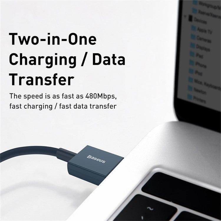 BASEUS Superior Series USB to iP 2.4A Fast Charging Data Cable 1m - Blue