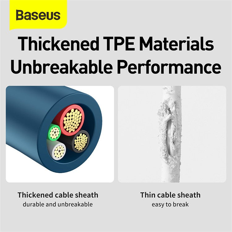 BASEUS Superior Series 3-in-1 USB to Micro/iP/Type C 3.5A Fast Charging Data Cable 1.5m - Blue