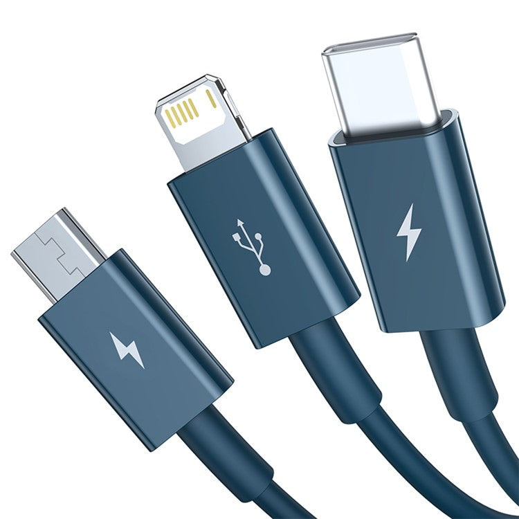 BASEUS Superior Series 3-in-1 USB to Micro/iP/Type C 3.5A Fast Charging Data Cable 1.5m - Blue