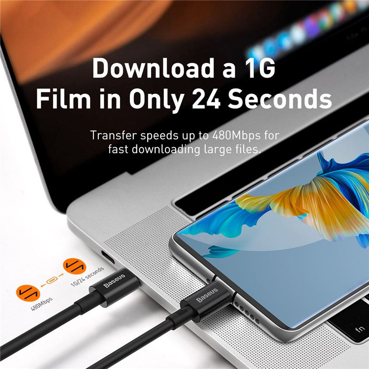 BASEUS Superior Series for iPhone 15 Series Fast Charging Data Cable Type-C to Type-C 100W 1m - Black