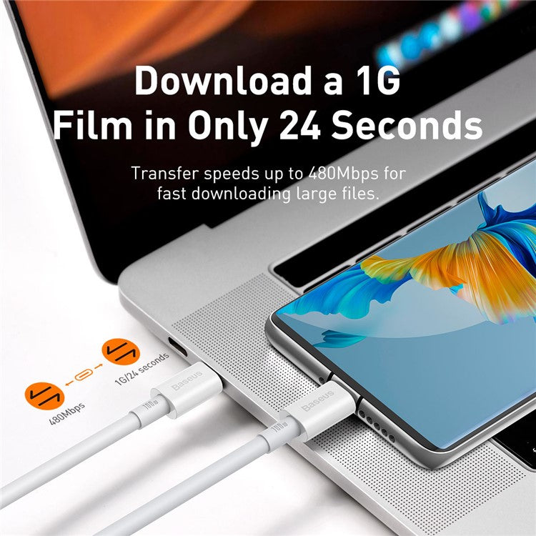 BASEUS Superior Series for iPhone 15 Series Fast Charging Data Cable Type-C to Type-C 100W 1m - White