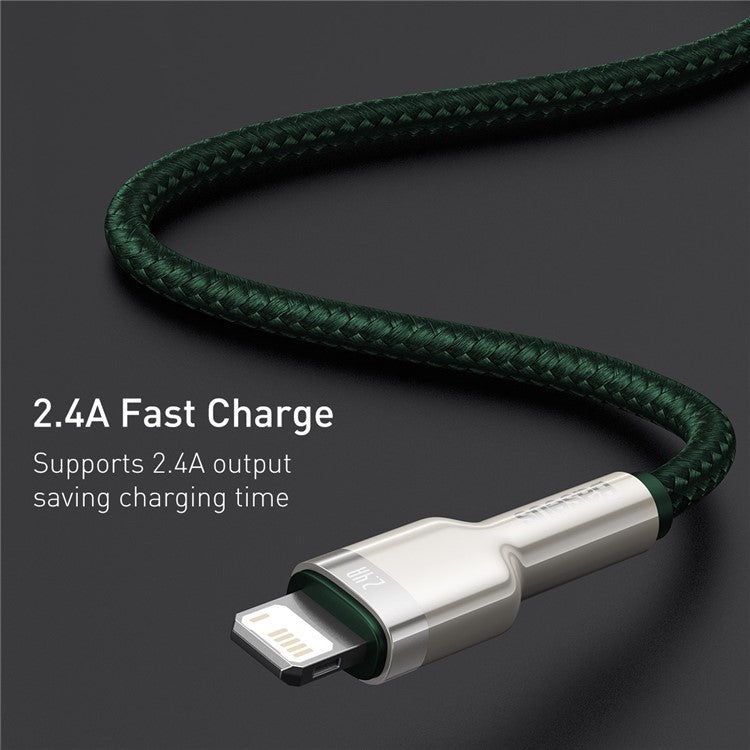 BASEUS Cafule Series Metal Data Cable USB to IP Cord 2.4A 1m - Green