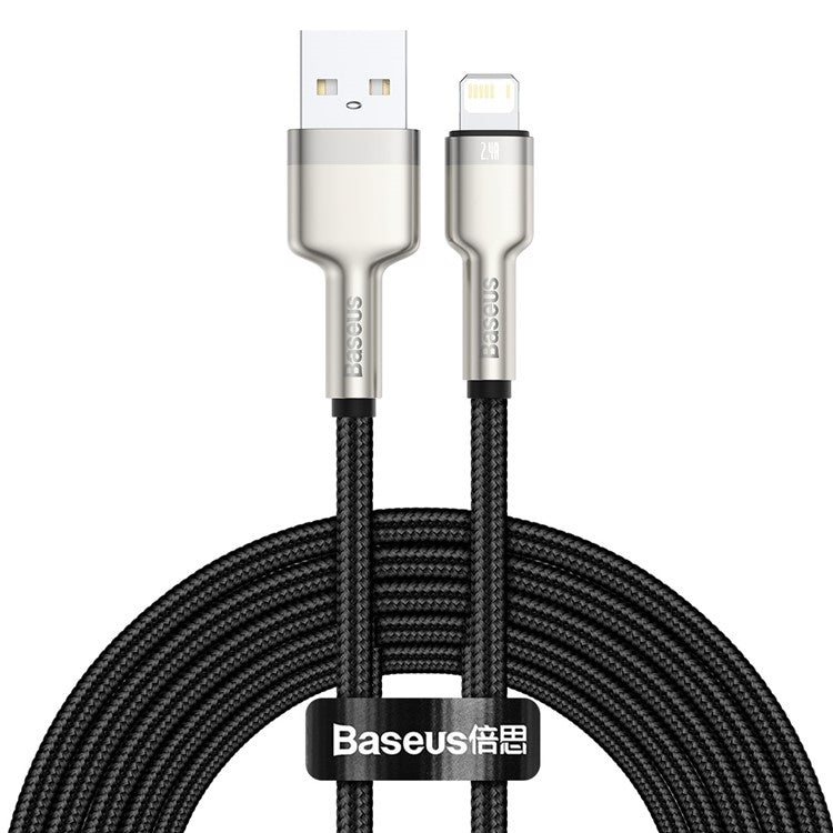 BASEUS Cafule Series Metal Data Cable USB to IP 2.4A Charging Cord 2m - Black