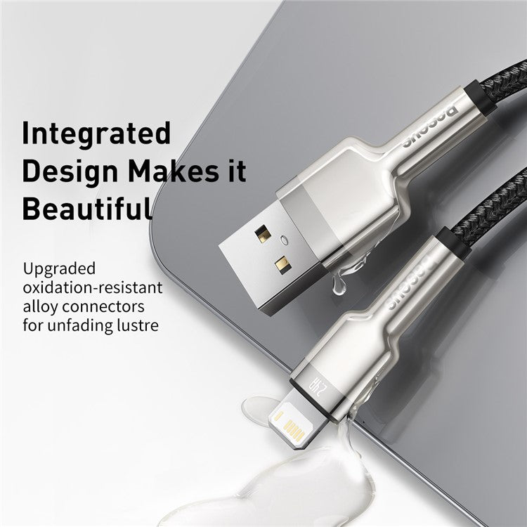 BASEUS Cafule Series Metal Data Cable USB to IP 2.4A Charging Cord 2m - Black
