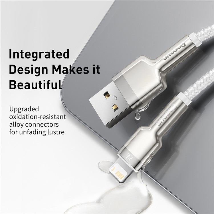 BASEUS Cafule Series Metal Data Cable USB to IP 2.4A Charging Cord 2m - White