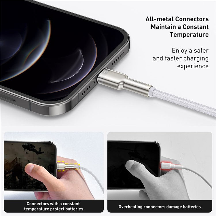 BASEUS Cafule Series Metal Data Cable USB to IP 2.4A Charging Cord 2m - White