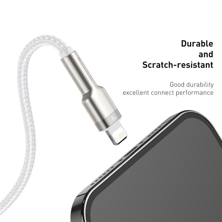 BASEUS Cafule Series Metal Data Cable USB to IP 2.4A Charging Cord 2m - White