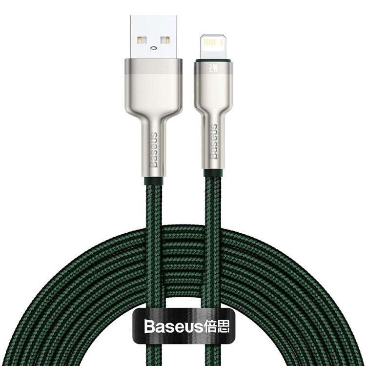 BASEUS Cafule Series Metal Data Cable USB to IP 2.4A Charging Cord 2m - Green