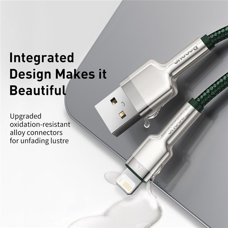 BASEUS Cafule Series Metal Data Cable USB to IP 2.4A Charging Cord 2m - Green