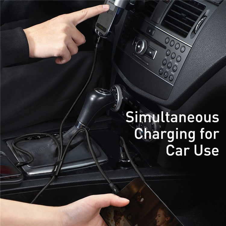 BASEUS Rapid Series 3-in-1 Fast Charging Data Cable Type-C to M+L+C PD 20W 1.5m - Black