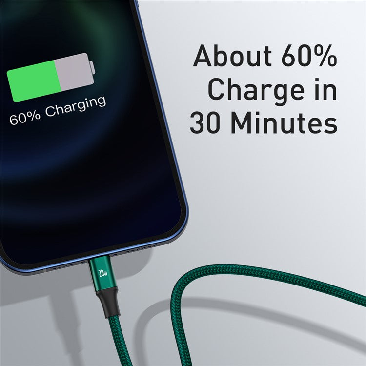 BASEUS Rapid Series 3-in-1 Fast Charging Data Cable Type-C to M+L+C PD 20W 1.5m - Green