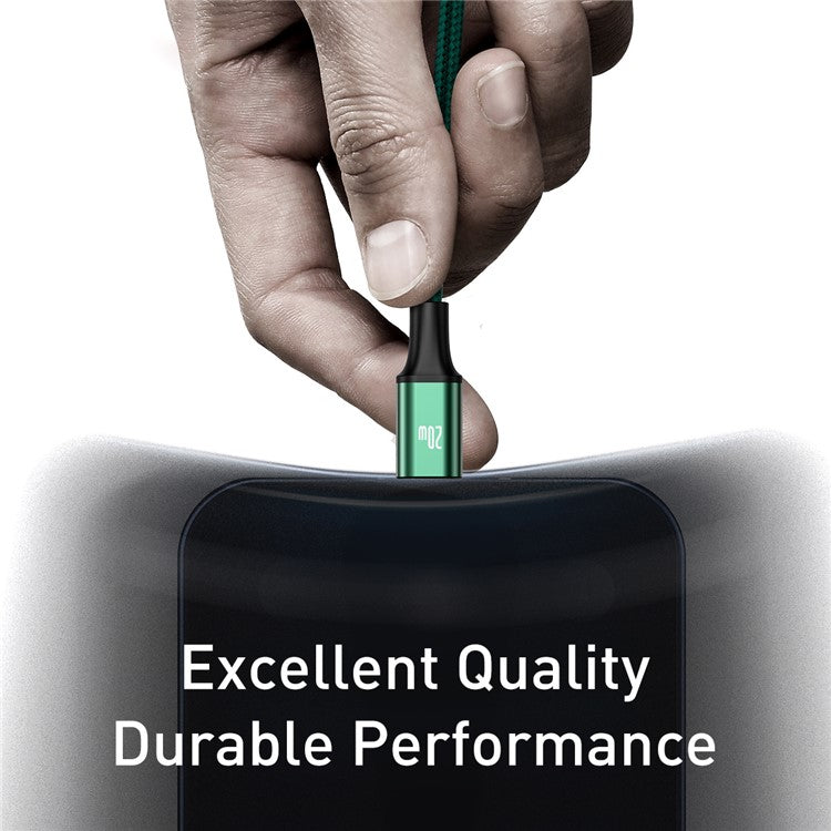 BASEUS Rapid Series 3-in-1 Fast Charging Data Cable Type-C to M+L+C PD 20W 1.5m - Green