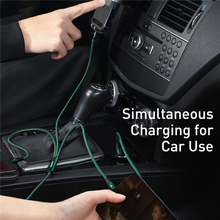 BASEUS Rapid Series 3-in-1 Fast Charging Data Cable Type-C to M+L+C PD 20W 1.5m - Green
