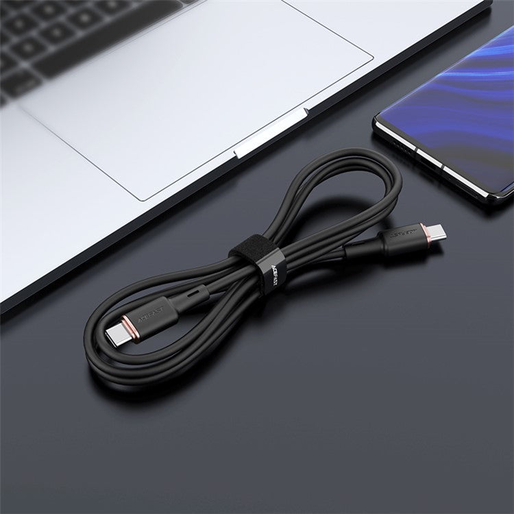 ACEFAST C2-03 for iPhone 15 Series USB-C to USB-C Zinc Alloy Plug Silicone Charging Data Cable 1.2m - Black
