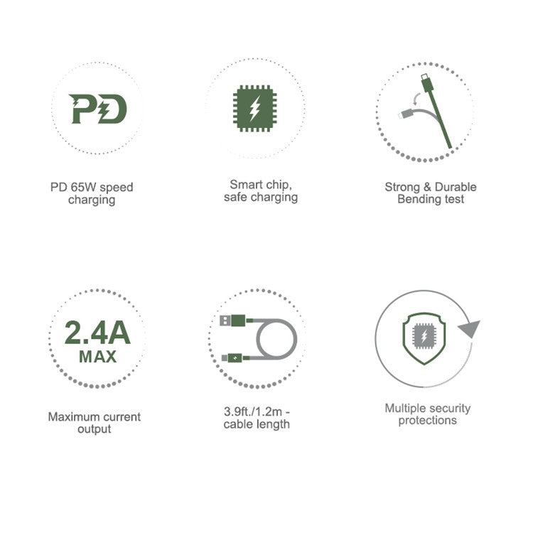 ACEFAST C3-09 1.2m USB-A to Micro-USB 2.4A Max Charging Cord TPE Data Cable - White