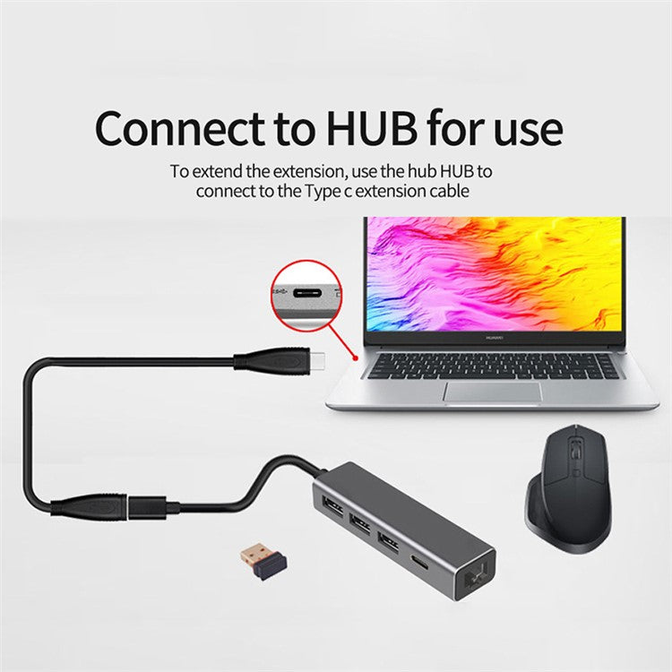 PQ105 1m USB3.1 Type-C Male to Female 10Gbps High Speed Data Cable Gen2 4K Projection Screen PD100W 5A Fast Charging Cable