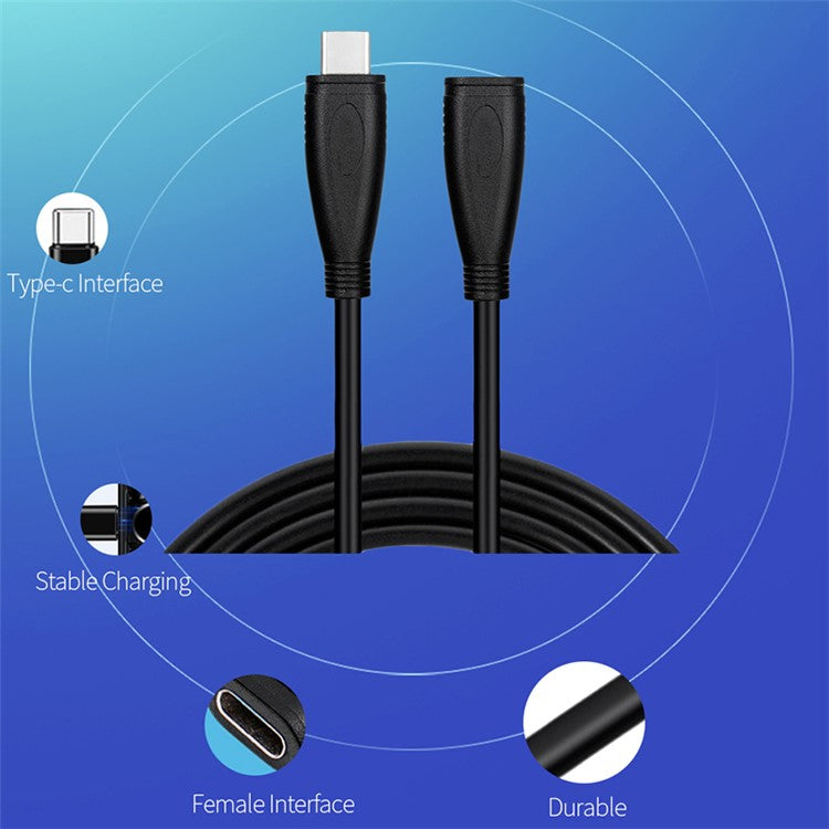 PQ105 2m USB3.1 Type-C Male to Female Gen2 4K Projection Screen 10Gbps High Speed Data Cable PD100W 5A Fast Charging Cable