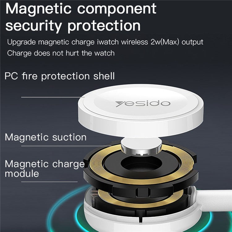 YESIDO CA69 Smart Watch Magnetic Wireless Charger Dock with 1m Cable for Apple Watch Series