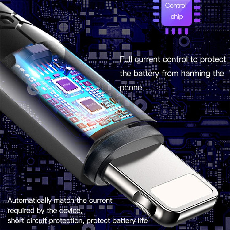 YESIDO CA50 2m Lightning Data Cable Support 2.4A Fast Charging Nylon Braided Cord