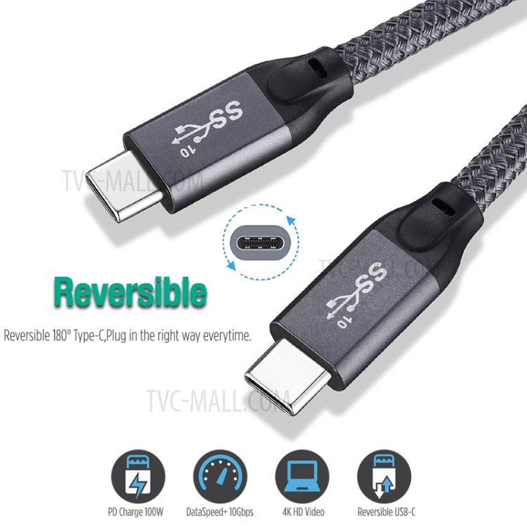 1.5m USB-C Male to Male Cable 20Gbps 4K Transmission PD100W 5A/20V Fast Charging Cord for Macbook Pro