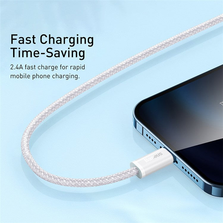 BASEUS Dynamic Series 2.4A 2m Fast Charging Data Cable USB to iP Braided Cord - White