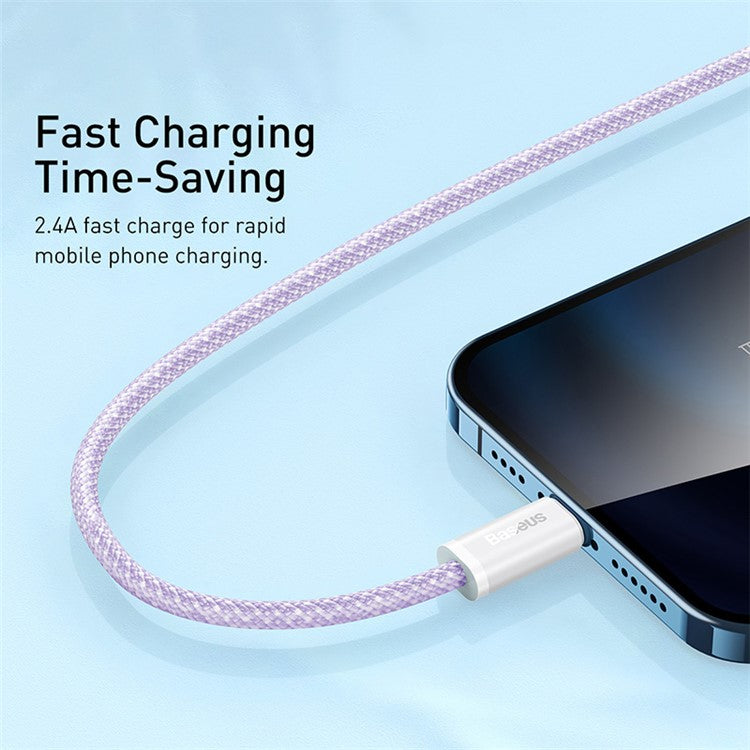 BASEUS Dynamic Series 2.4A 2m Fast Charging Data Cable USB to iP Braided Cord - Purple