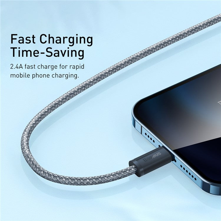 BASEUS Dynamic Series 2.4A 2m Fast Charging Data Cable USB to iP Charging Cord - Dark Grey/Blue