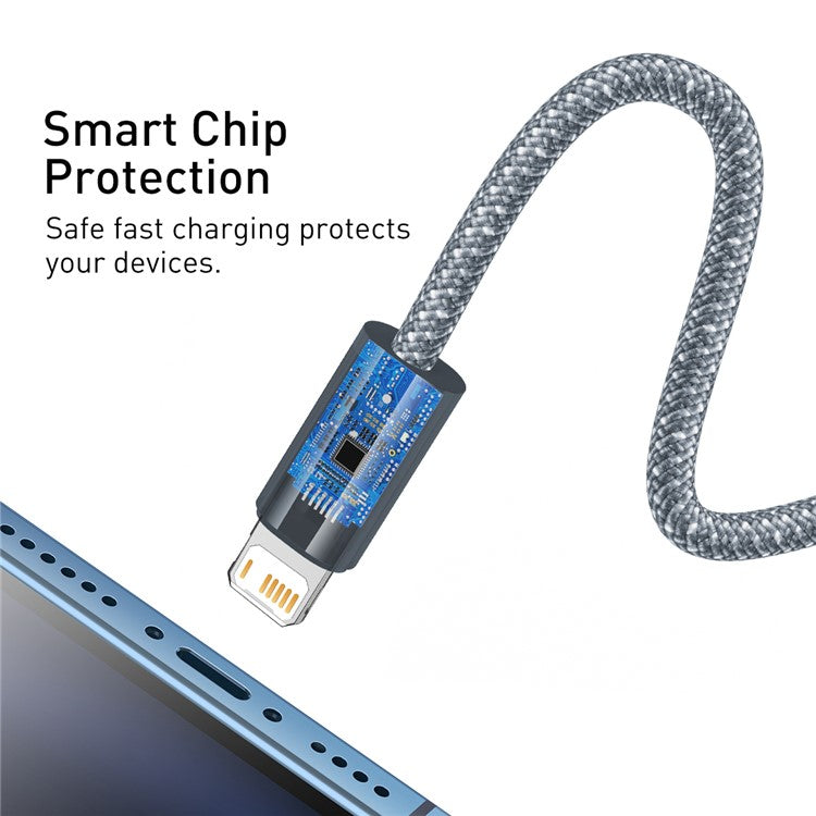 BASEUS Dynamic Series 2.4A 2m Fast Charging Data Cable USB to iP Charging Cord - Dark Grey/Blue