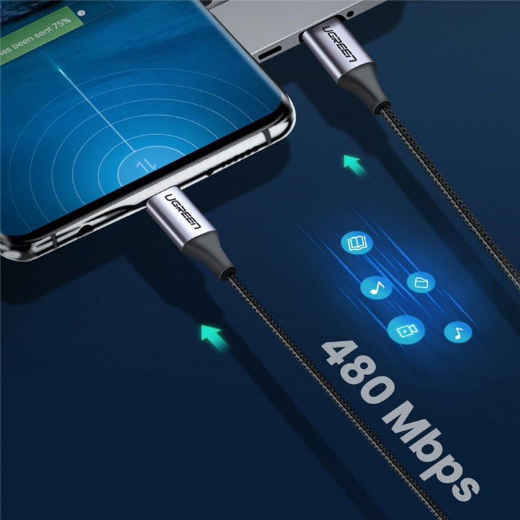 UGREEN 70427 for iPhone 15 Series 100W 4.0 PD USB C to USB C Fast Charging Cable Nylon Braided Type-C Cable for Samsung S20 / MacBook / iPad Pro (1m)
