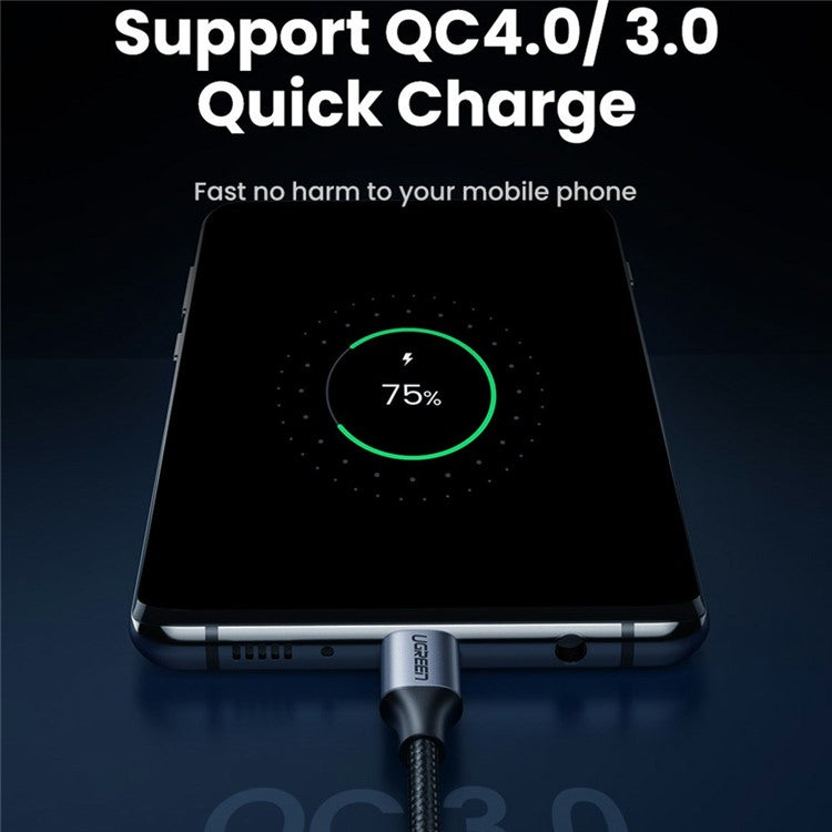 UGREEN 70427 for iPhone 15 Series 100W 4.0 PD USB C to USB C Fast Charging Cable Nylon Braided Type-C Cable for Samsung S20 / MacBook / iPad Pro (1m)