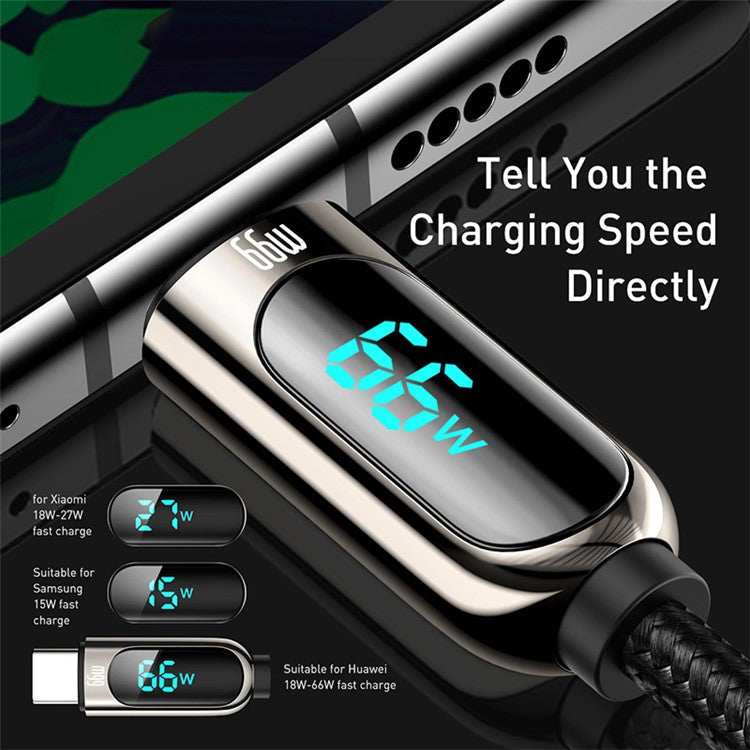BASEUS Display Fast Charging Data Cable USB to Type-C 66W 2m - Black