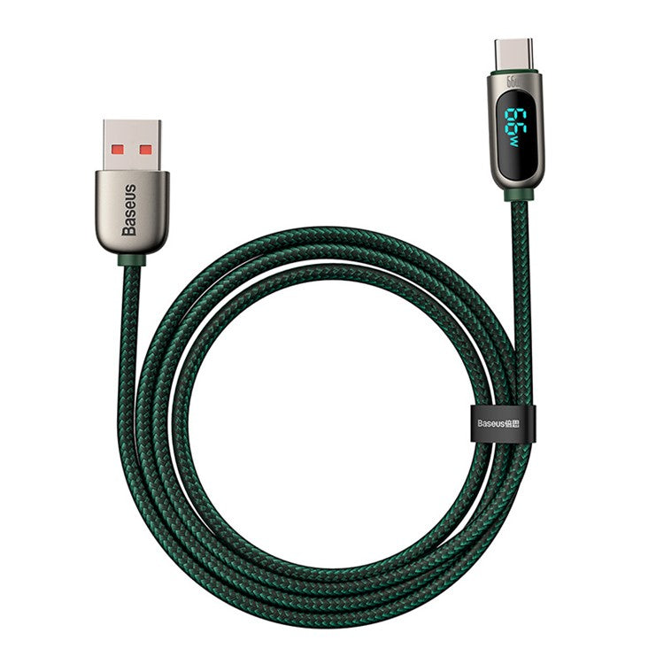 BASEUS Display Fast Charging Data Cable USB to Type-C 66W 6A 1m - Dark Green