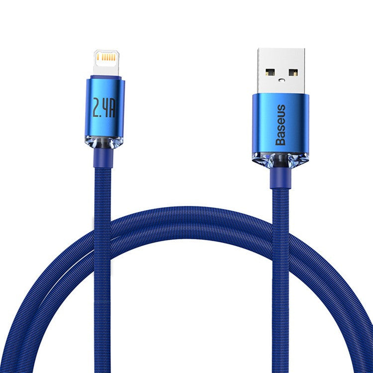 BASEUS Crystal Shine Series 2.4A Fast Charging USB to iP Data Cable 1.2m - Blue