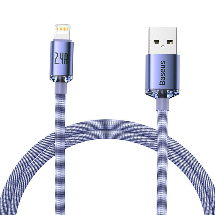 BASEUS Crystal Shine Series 2.4A Fast Charging USB to iP Data Cable 1.2m - Purple