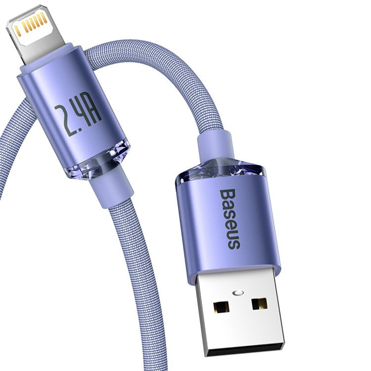 BASEUS Crystal Shine Series 2.4A Fast Charging USB to iP Data Cable 1.2m - Purple