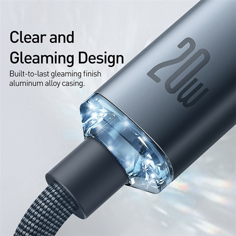 BASEUS Crystal Shine Series 20W 2m Fast Charging Type-C to iP Data Cable - Black
