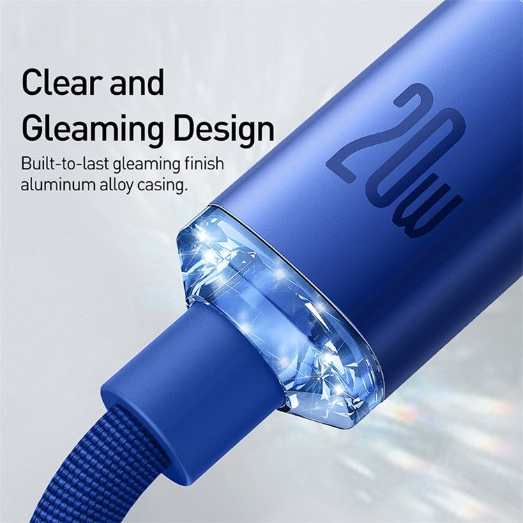 BASEUS Crystal Shine Series 20W 2m Fast Charging Type-C to iP Data Cable - Blue