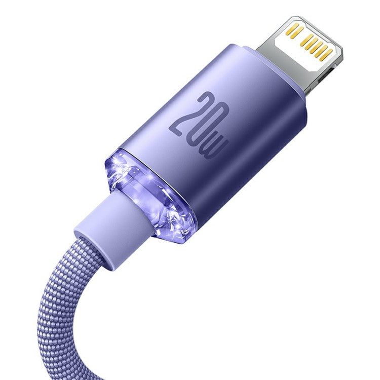 BASEUS Crystal Shine Series 20W 2m Fast Charging Type-C to iP Data Cable - Purple