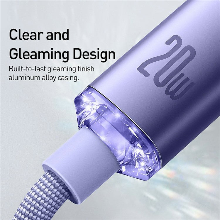 BASEUS Crystal Shine Series 20W 2m Fast Charging Type-C to iP Data Cable - Purple
