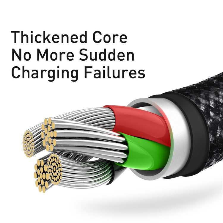 BASEUS Tungsten Gold One-for-three Fast Charging Data Cable USB to iP+Type-C+Micro 3.5A 1.5m - Black