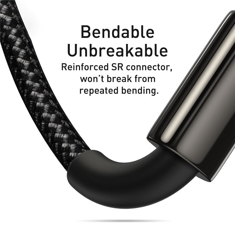 BASEUS Tungsten Gold One-for-three Fast Charging Data Cable USB to iP+Type-C+Micro 3.5A 1.5m - Black