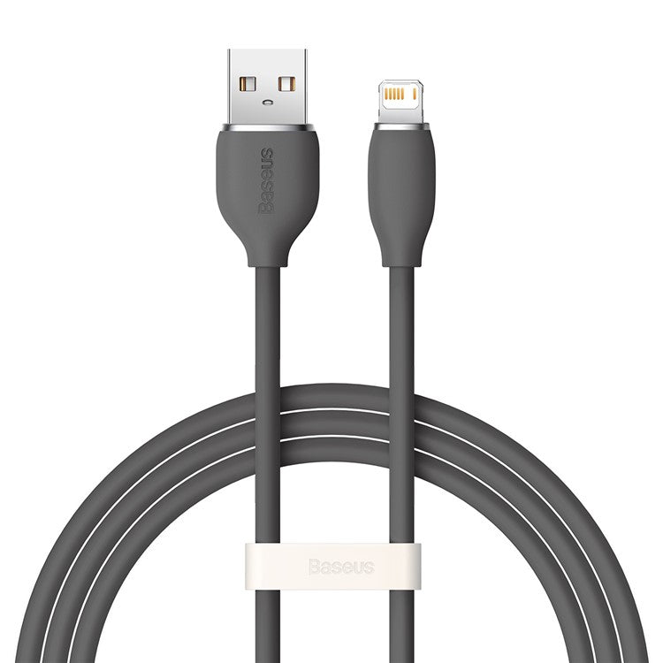 BASEUS Liquid Silicone Gel USB to iP 1.2m Charging Cable 2.4A Fast Charging Cord 480Mbps Data Transmission Cable - Black