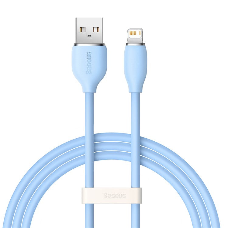 BASEUS Liquid Silicone Gel USB to iP 1.2m Charging Cable 2.4A Fast Charging Cord 480Mbps Data Transmission Cable - Blue