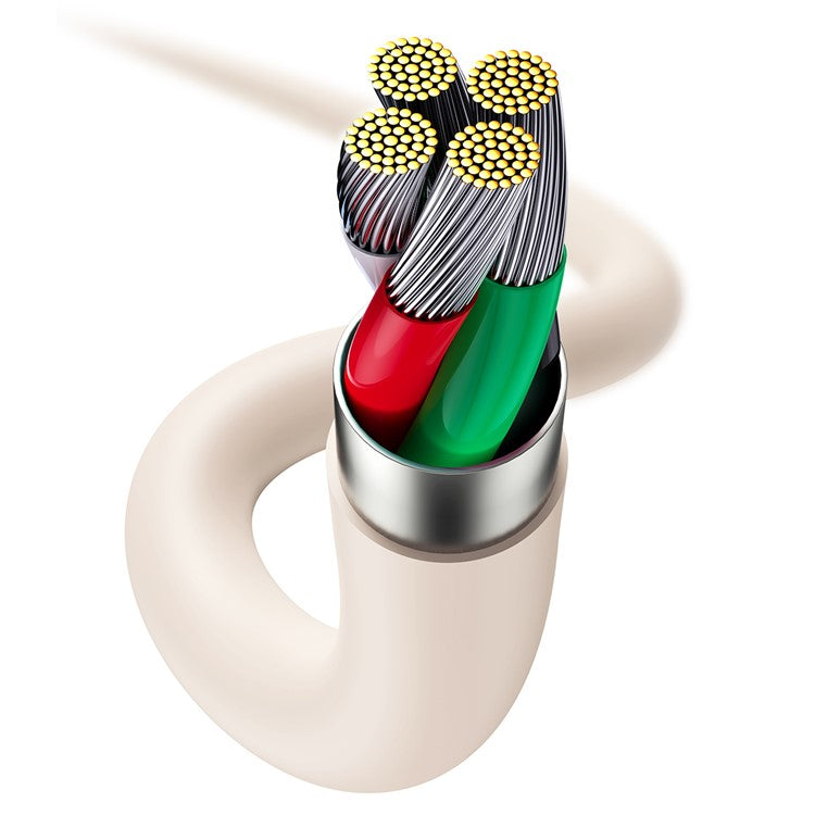 BASEUS Liquid Silicone Gel USB to iP 1.2m Charging Cable 2.4A Fast Charging Cord 480Mbps Data Transmission Cable - Pink