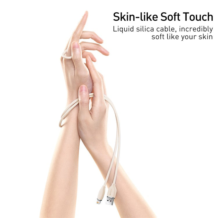 BASEUS Liquid Silicone Gel USB to iP 1.2m Charging Cable 2.4A Fast Charging Cord 480Mbps Data Transmission Cable - Pink