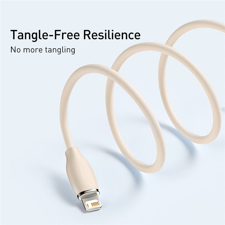 BASEUS Liquid Silicone Gel USB to iP 1.2m Charging Cable 2.4A Fast Charging Cord 480Mbps Data Transmission Cable - Pink