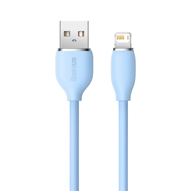 BASEUS Liquid Silicone Gel USB to iP Cell Phone Cable 2m Charging Cable 2.4A Fast Charging 480Mbps Data Transmission Cord - Blue