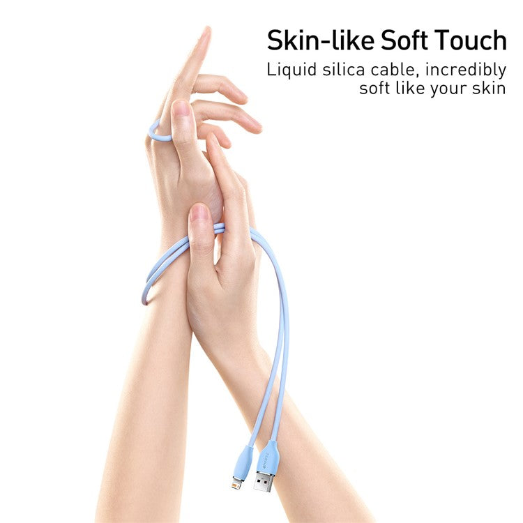 BASEUS Liquid Silicone Gel USB to iP Cell Phone Cable 2m Charging Cable 2.4A Fast Charging 480Mbps Data Transmission Cord - Blue