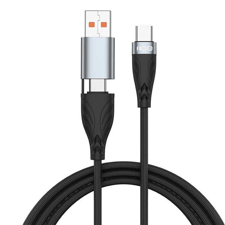 ADC-008 for iPhone 15 Series 1m 2 in 1 USB+Type-C to Type-C 100W Flash Charging Data Cable