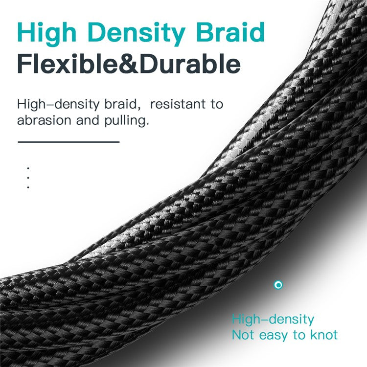 ESSAGER 1m Data Cable Braided Design for MacBook 100W 5A Supports QC 3.0 Charge Cable with LED Digital Screen - Black